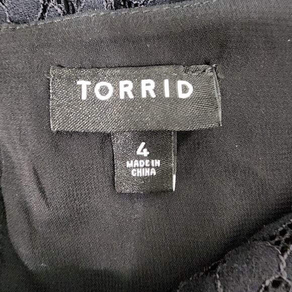 Torrid Top Womens Size 4X Black Peplum Lace Puff Blouson Sleeve Sweetheart Neck - Picture 11 of 16